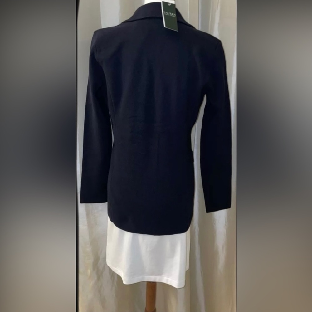 ⭐️Sold⭐️New LaurenRalphLauren Cotton Combed Knit Embroidered Logo Blazer Navy M - Picture 11 of 12